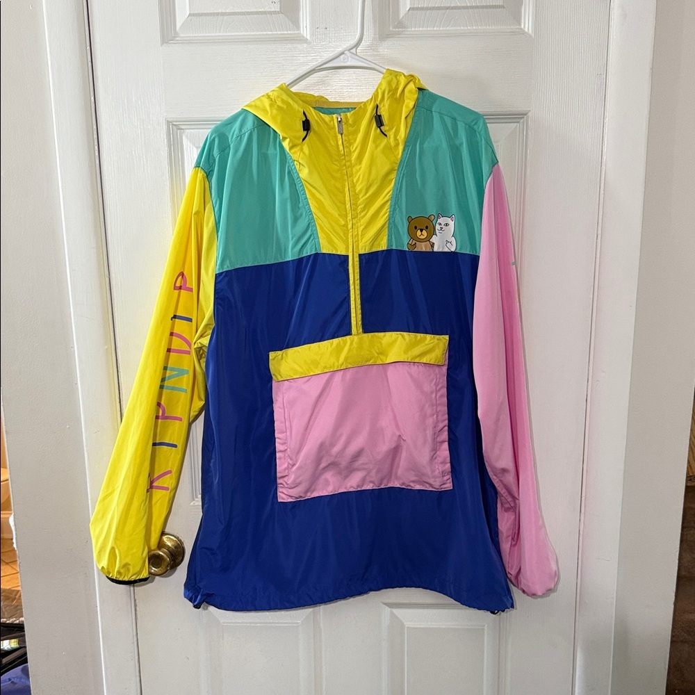 RIP N DIP Colorful Windbreaker with Bear Graphic